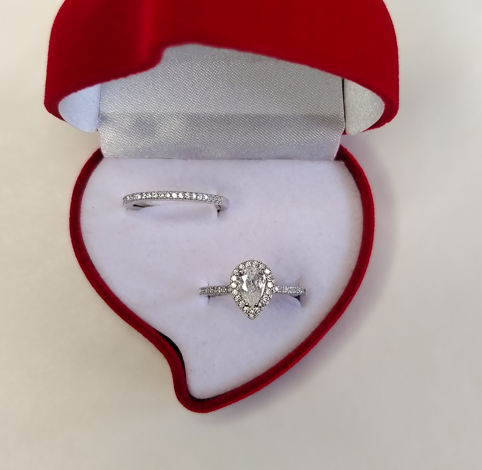 Double Pear Silver Engagement/Promise/Proposal Ring  image