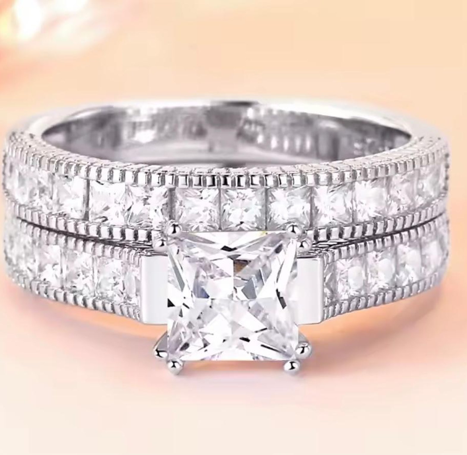 Eternal Brilliance Pure Silver Double Ring Set image