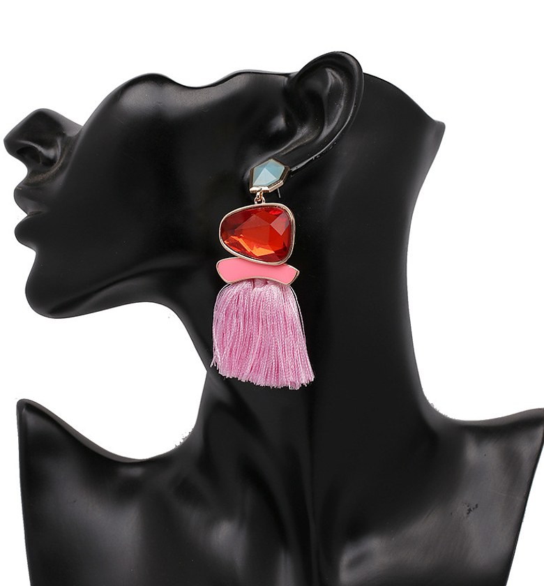 Pink tassel earrings  image