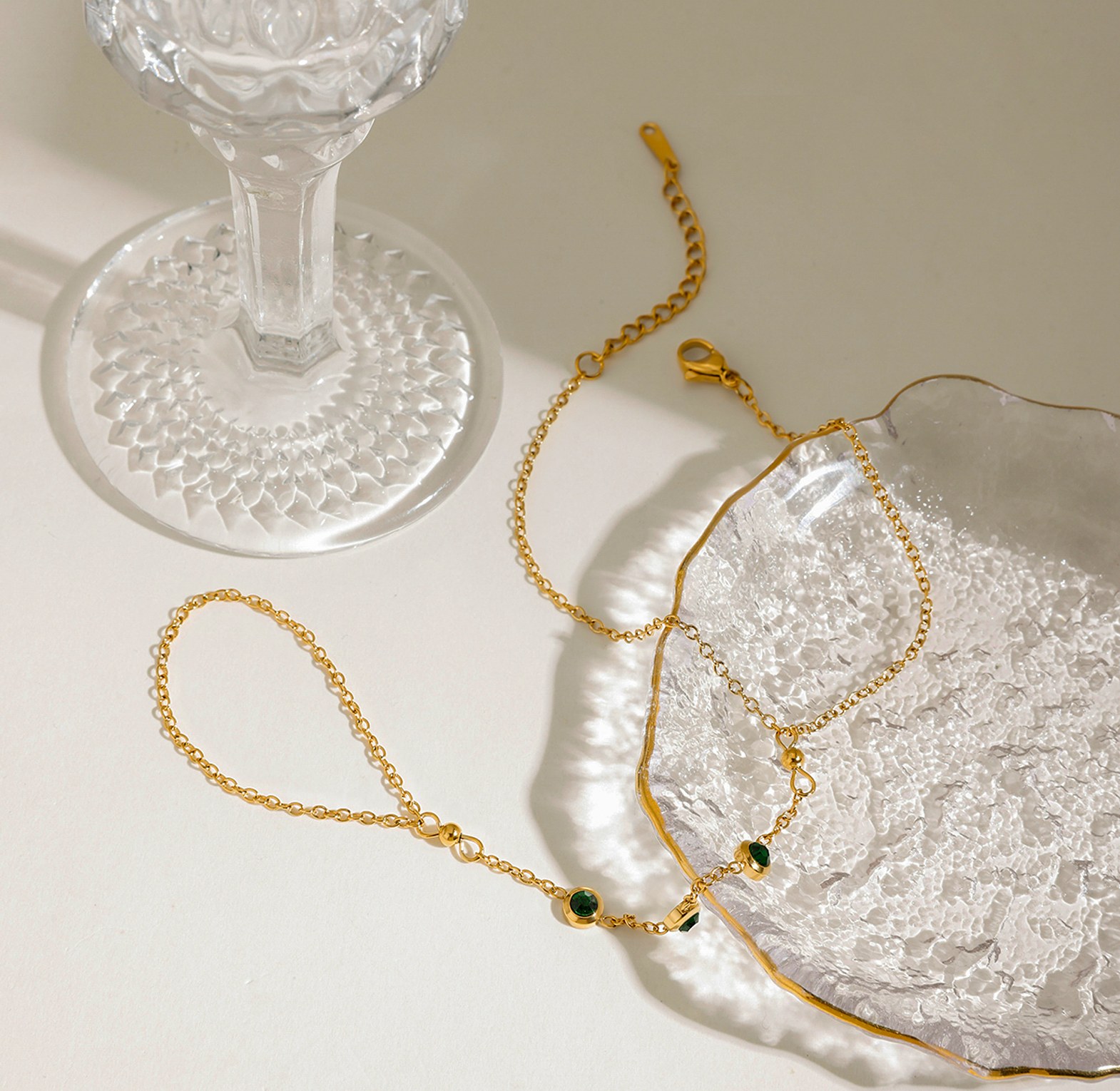 Ira Emerald Hand Chain Bracelet image