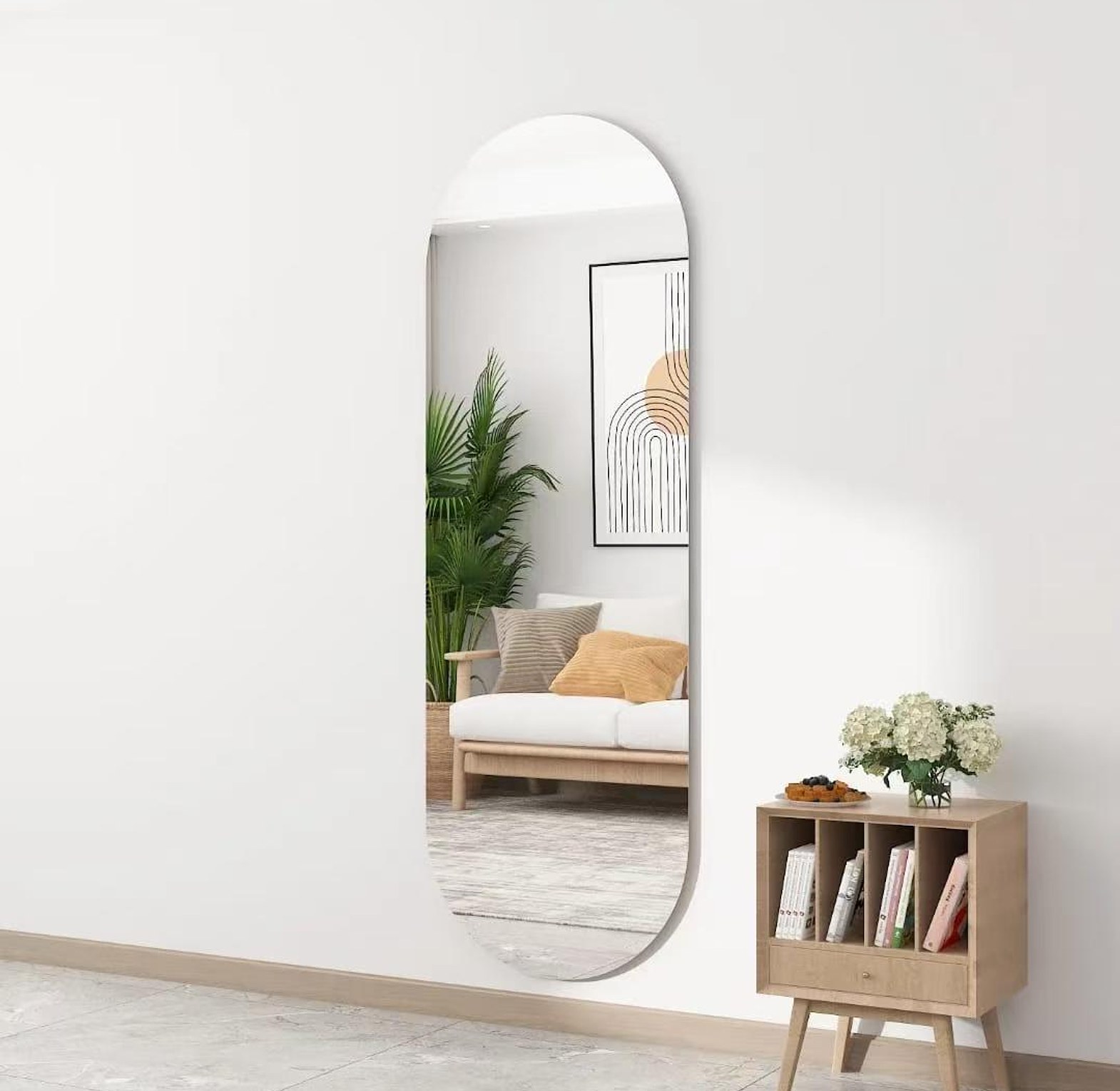 Oval Acrylic Mirror – 120×40cm Frameless Wall Mirror image