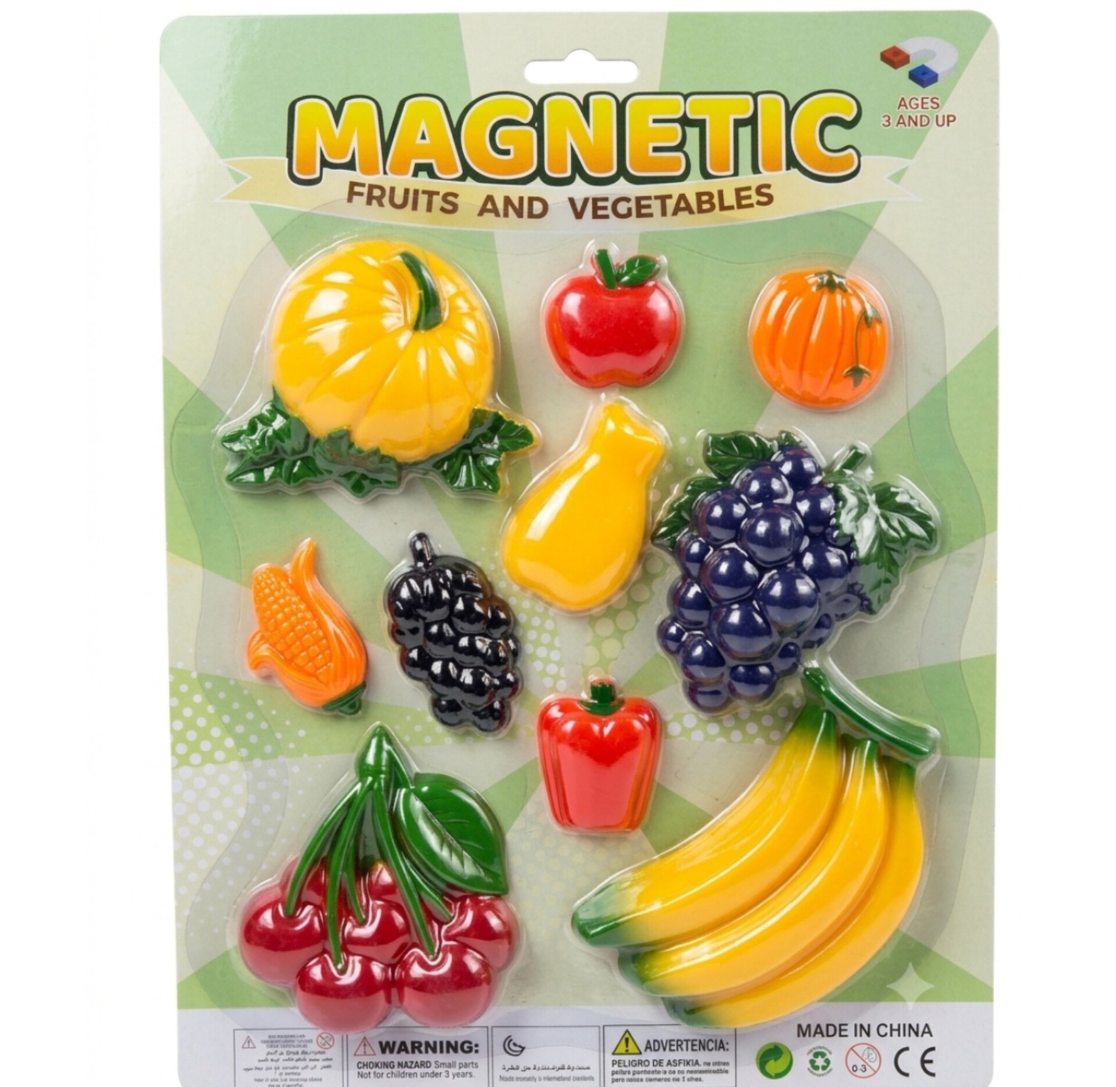 10 Pcs Fruit and Vegetable Magnetic Fridge Stickers Pack – Cute Kitchen Decor Set image