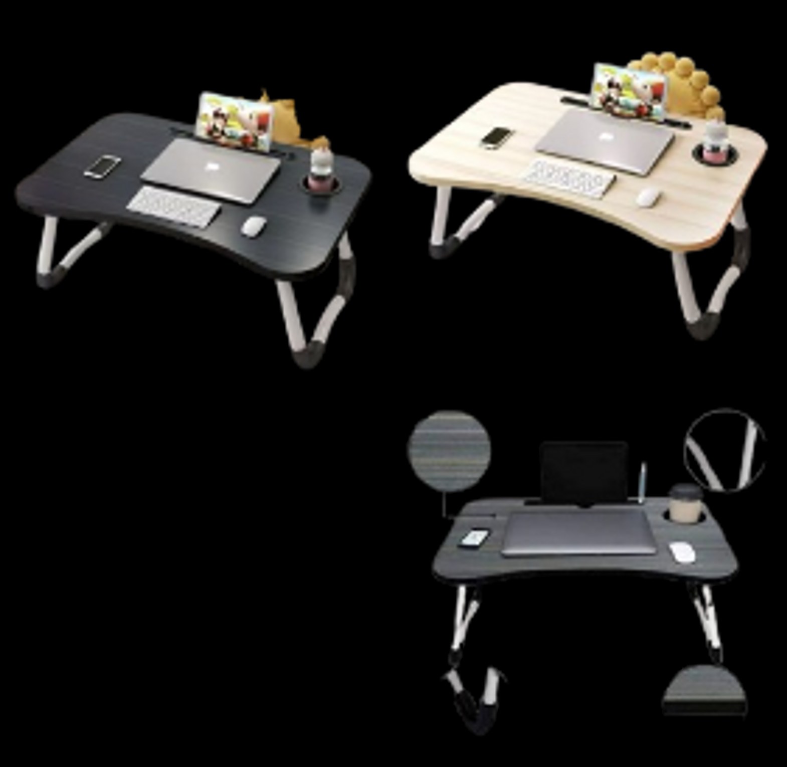 Folding breakfast/ study table laptop desk on the bed, study table computer desk.  image