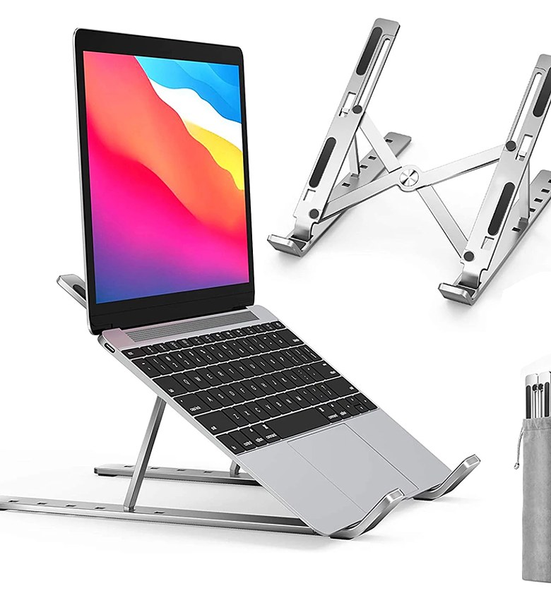 Adjustable Ergonomic Aluminum Laptop Stand – Portable Foldable Cooling Holder Riser For Desk Office Home image