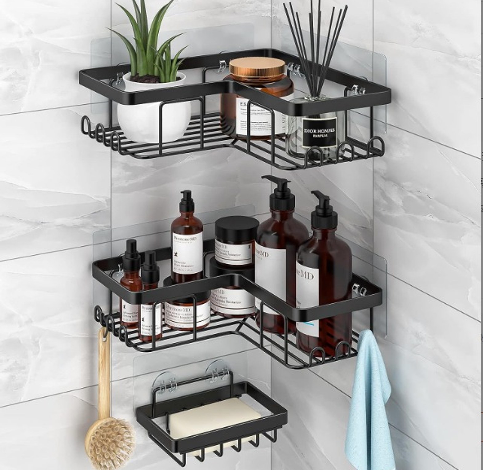 3pcs Heavy-Duty Shower Caddy Shelves or Bathroom Organizer image