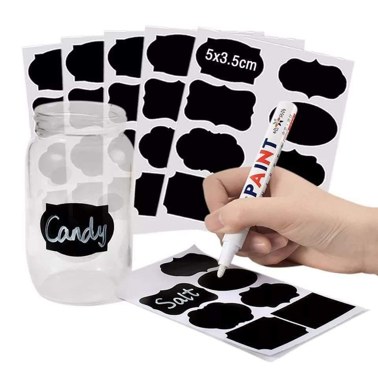 Pantry Label Stickers – Black Round Write & Erase Organizing Labels (80pcs Set) image