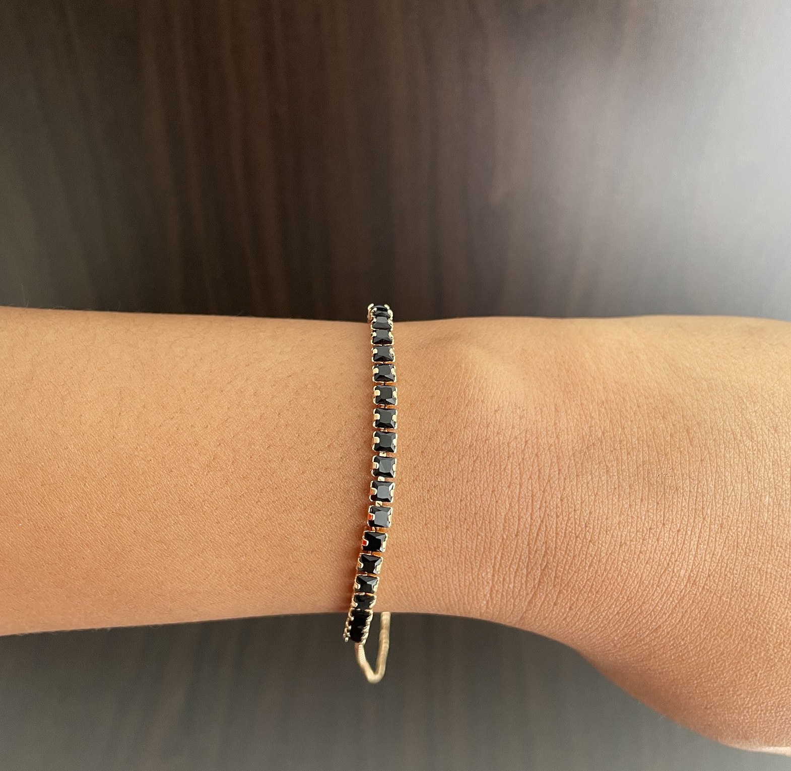 Zannia Tennis Bracelet (Draw String) - Black image