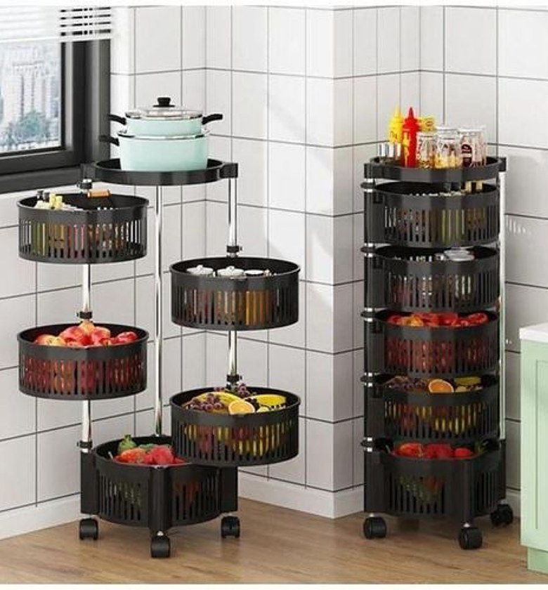 4 Layers Rotatable fruit Rack Multi-Layer Movable Fruit Vegetable Snack Stand Household Shelf image