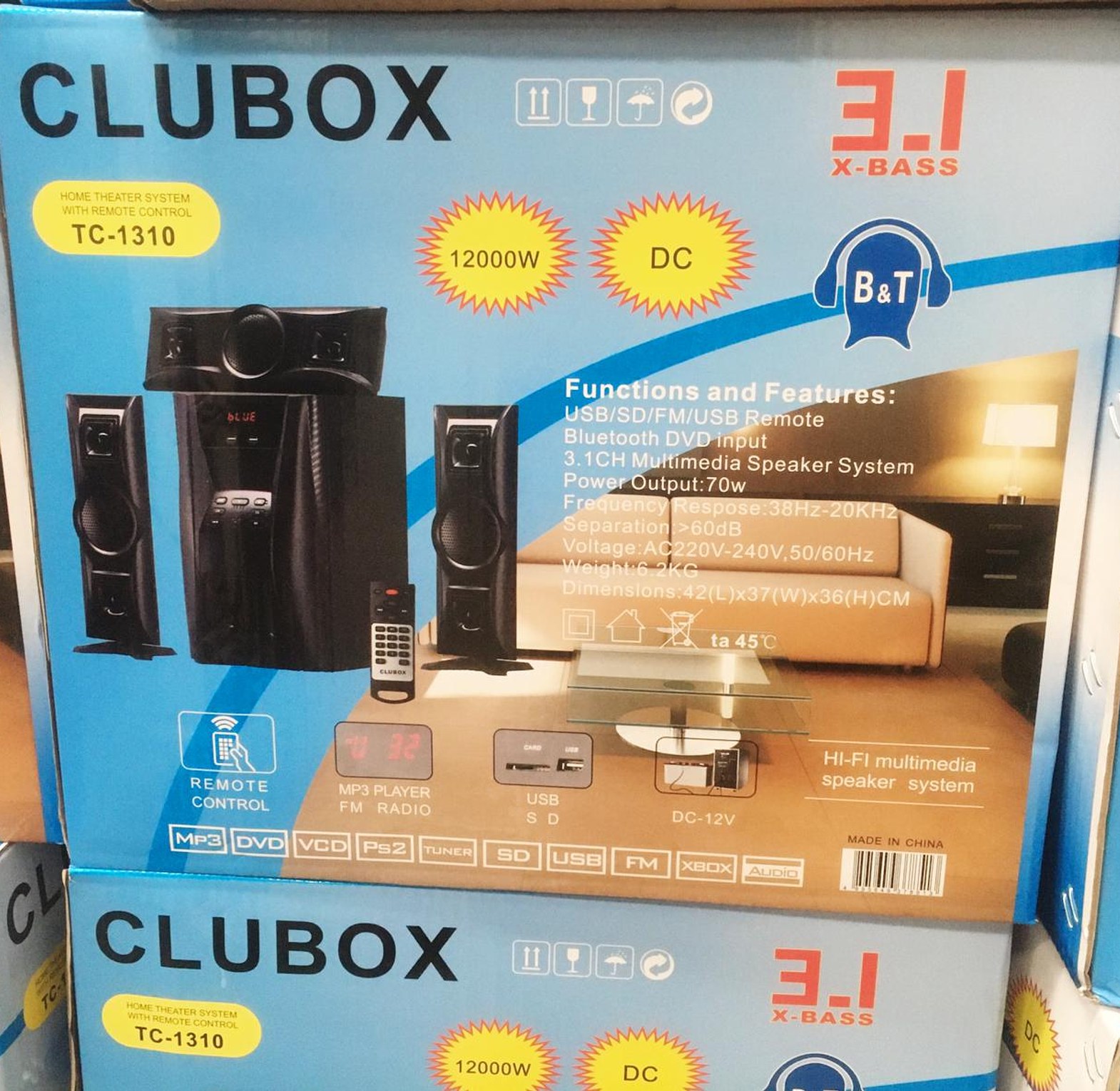3.1ch Clubox 12000 watts home theater woofer system with remote control image