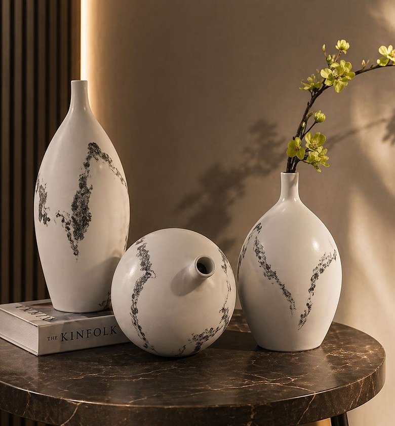 Small Neck Glossy Wave Vase Set (3pcs)   image