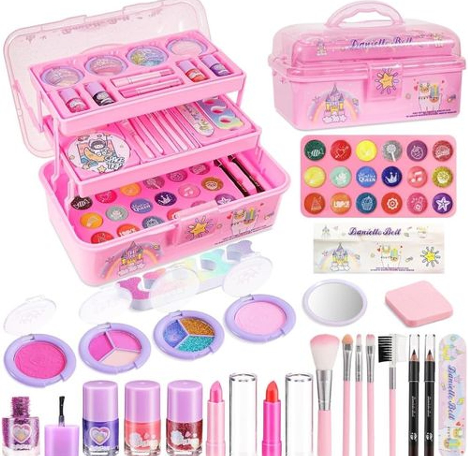 Girls Makeup Kit Kids Make Up Set Real Kids Makeup Kit. Cosmetics Play Set With Travel Cosmetic Case Washable Party Game Make Up Toys Christmas Birthday Gift For Little Girls image