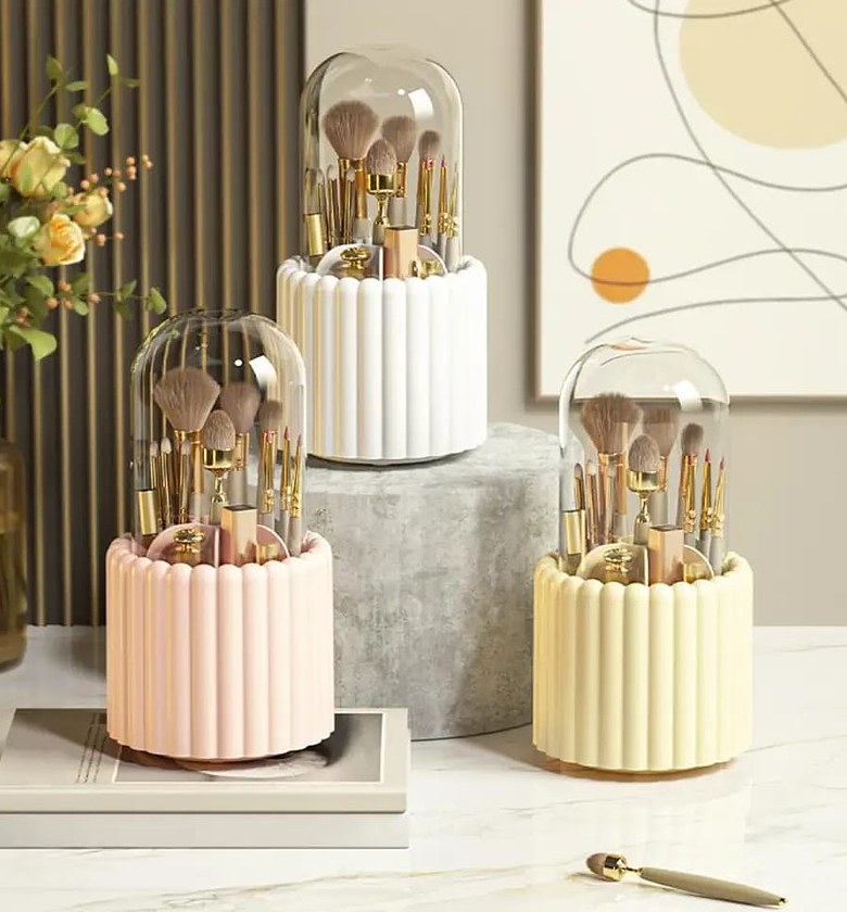 Cosmetic Brush Storage Case 360 Rotating Makeup Brush holder image