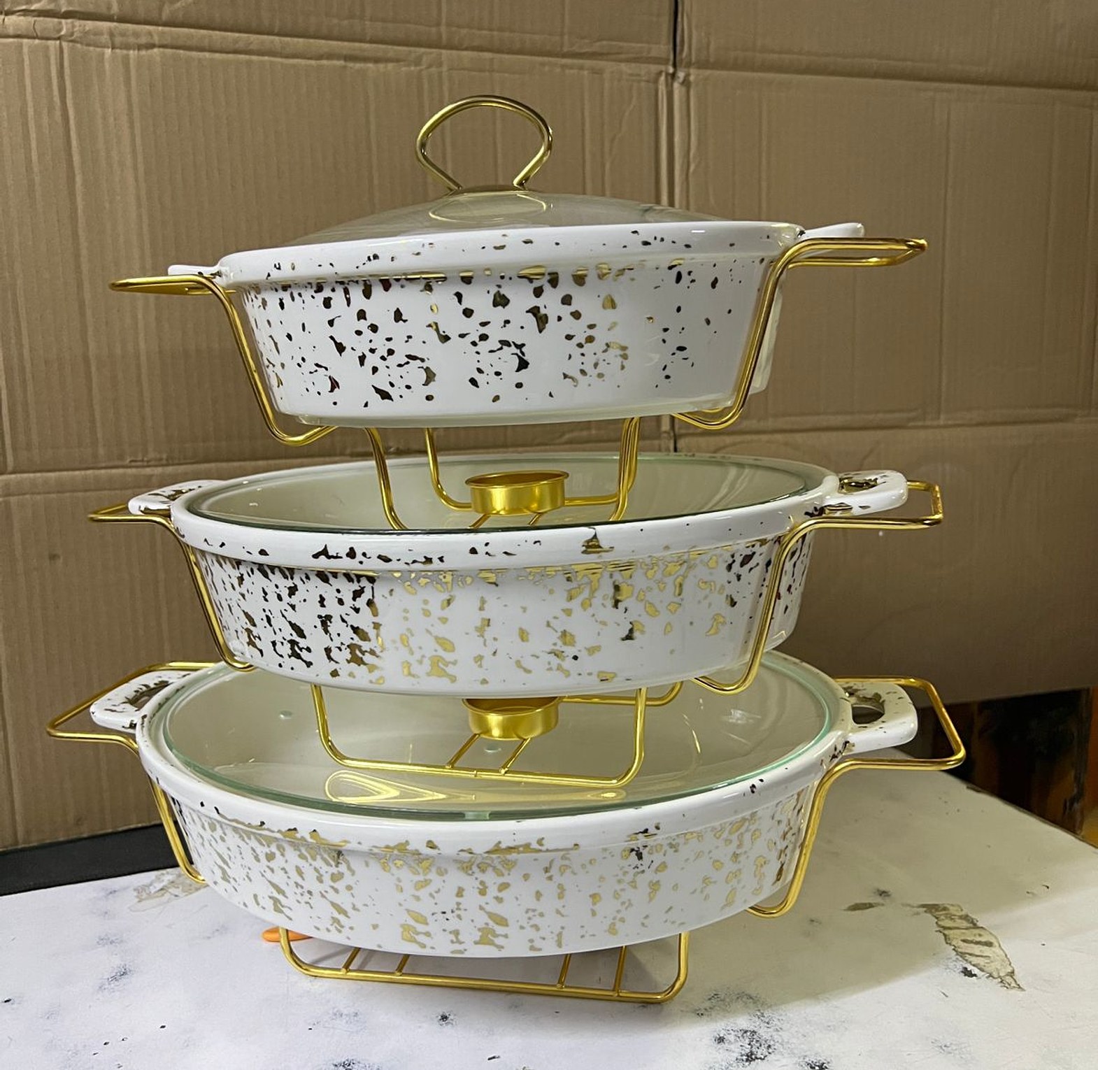 Chaffing Dishes. 3 pcs ceramic chaffing dishes  image