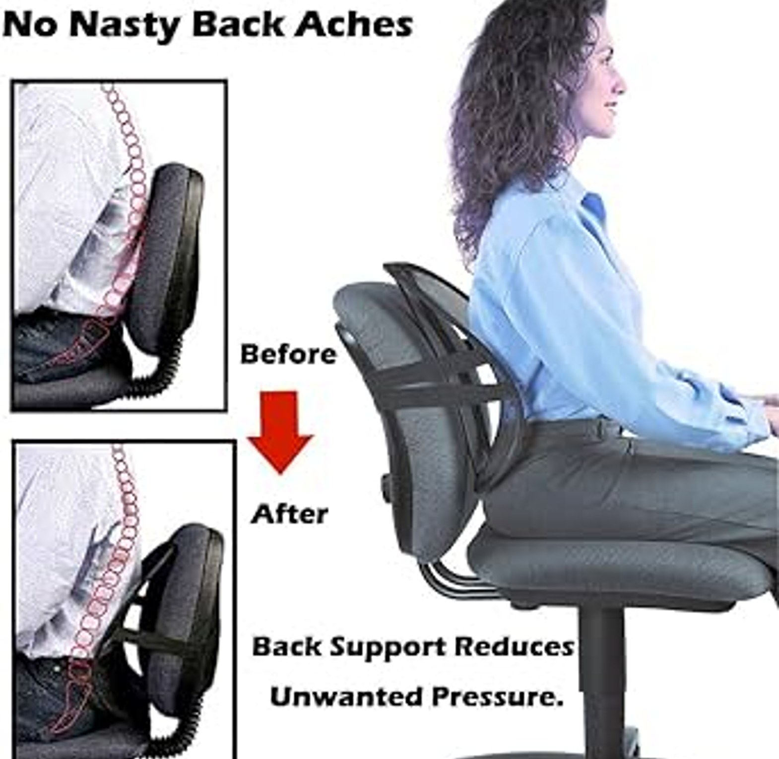 Car Seat or Office Chair Back Support Pillow Mesh image