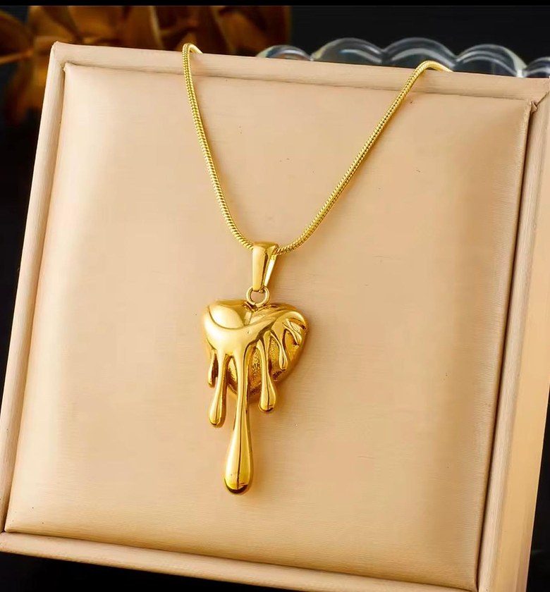 Radiant Melted Heart Gold Pendant Necklace image