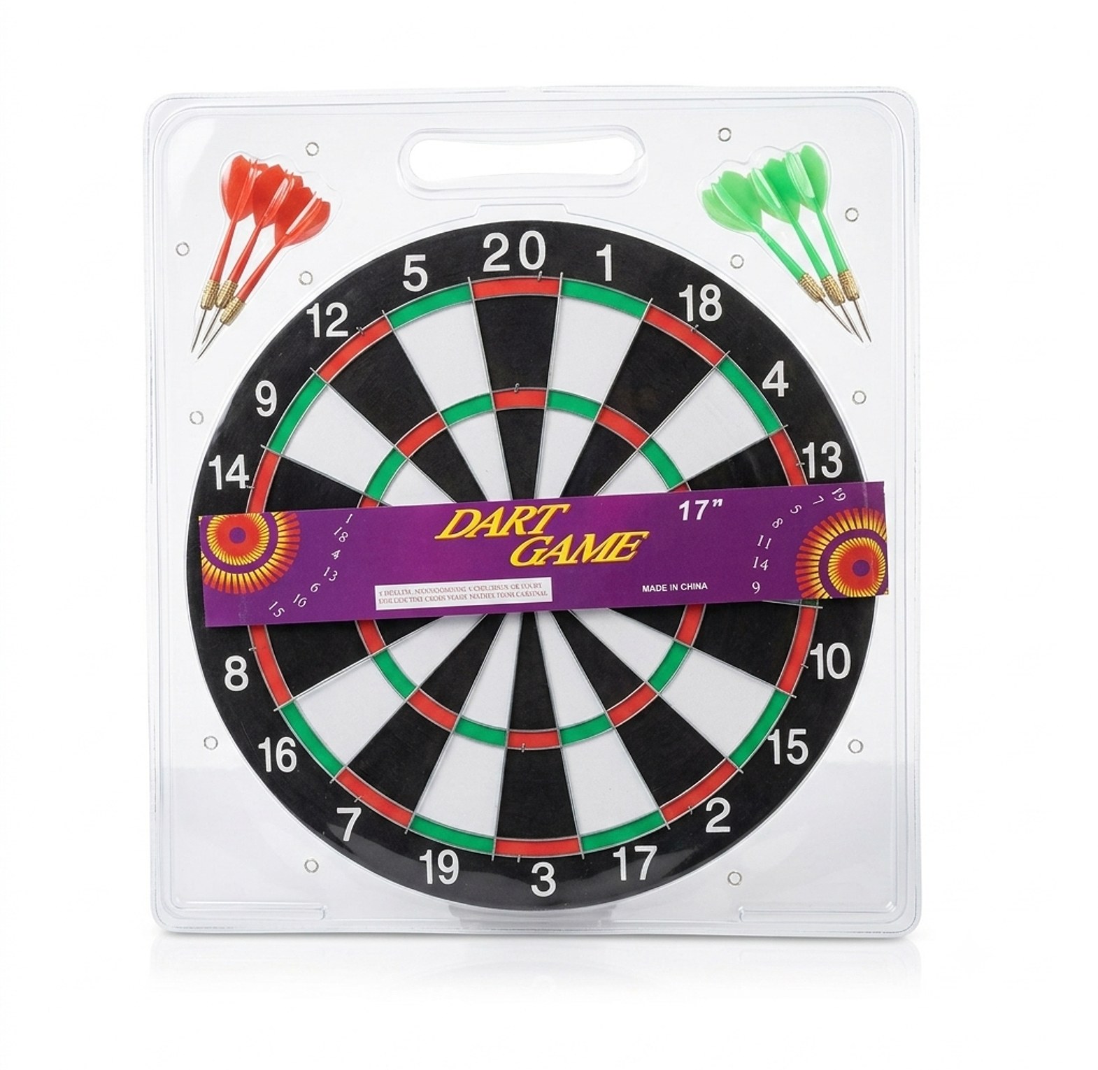 17-Inch Classic Double-Sided Dart Board Game Set with 6 Darts – Affordable Indoor Entertainment Pack image