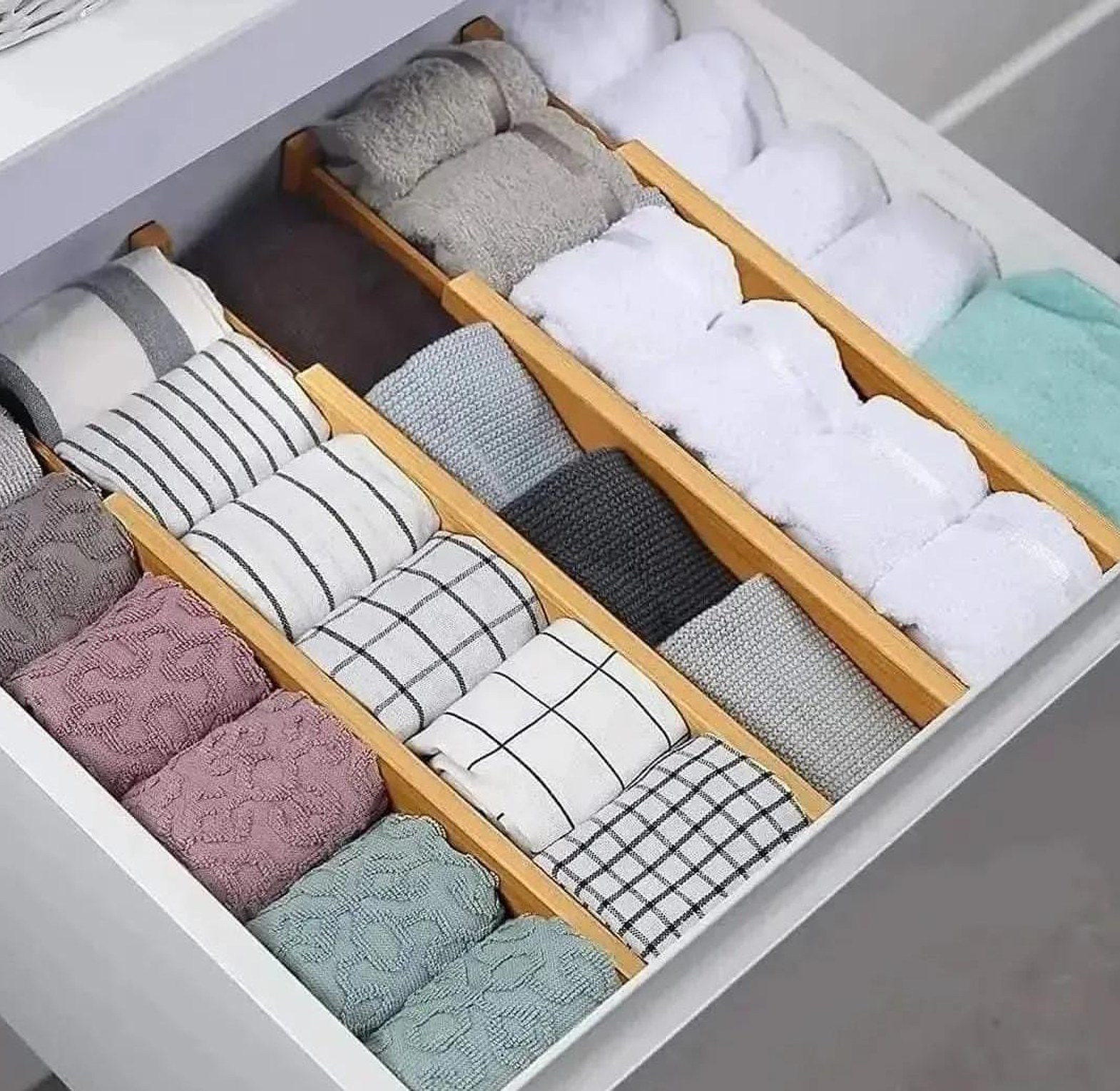 4 pcs Multifunctional Bamboo drawer Dividers image