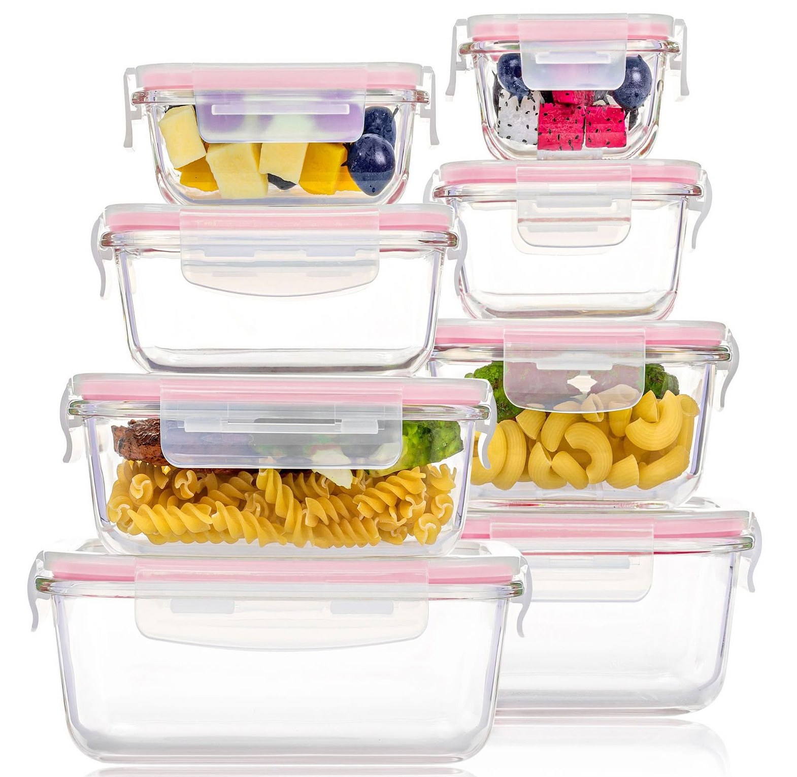8-Piece Glass Food Storage Containers Set - Airtight Microwave Safe Lunch Box Organizers for Home & Office  image