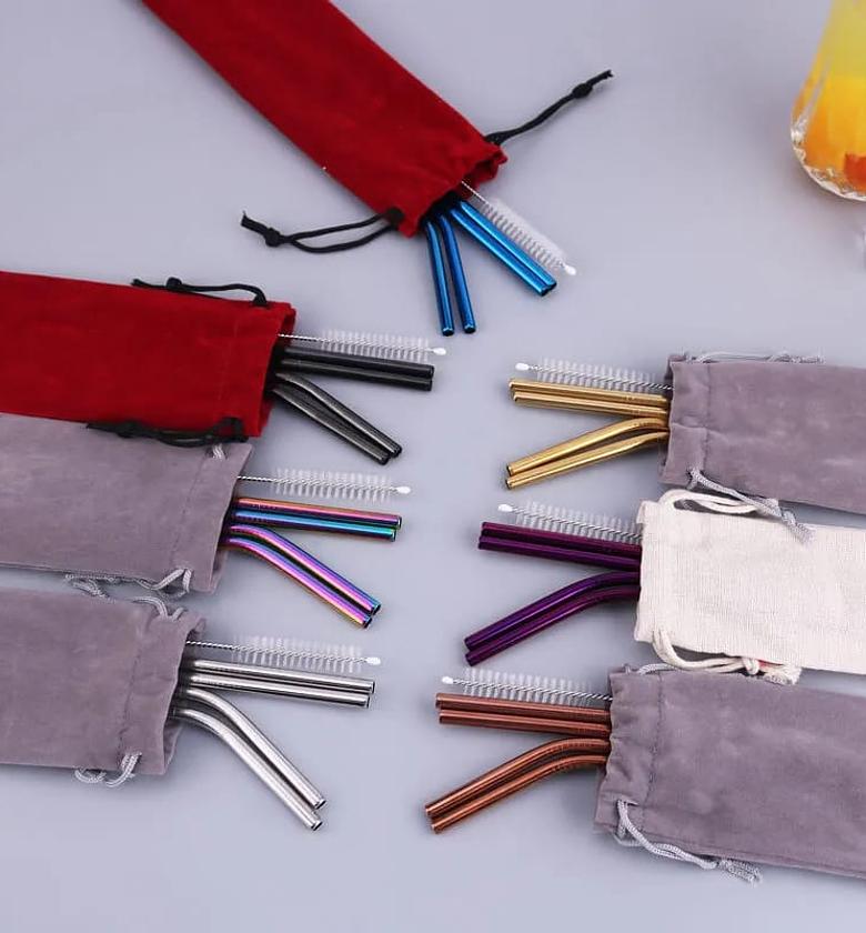 5 Piece Metallic Reusable Straws image