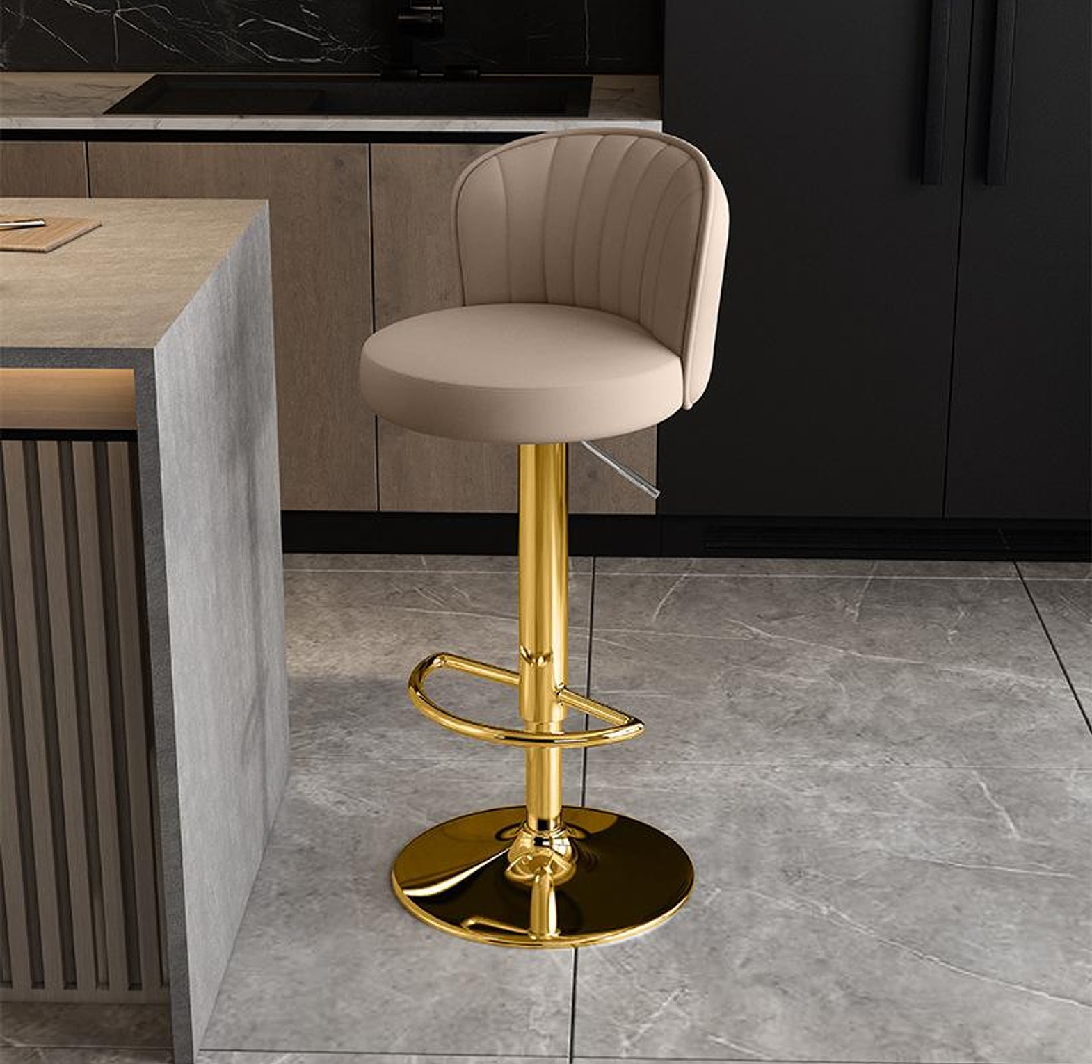 Luxury European Leather Bar Chair image