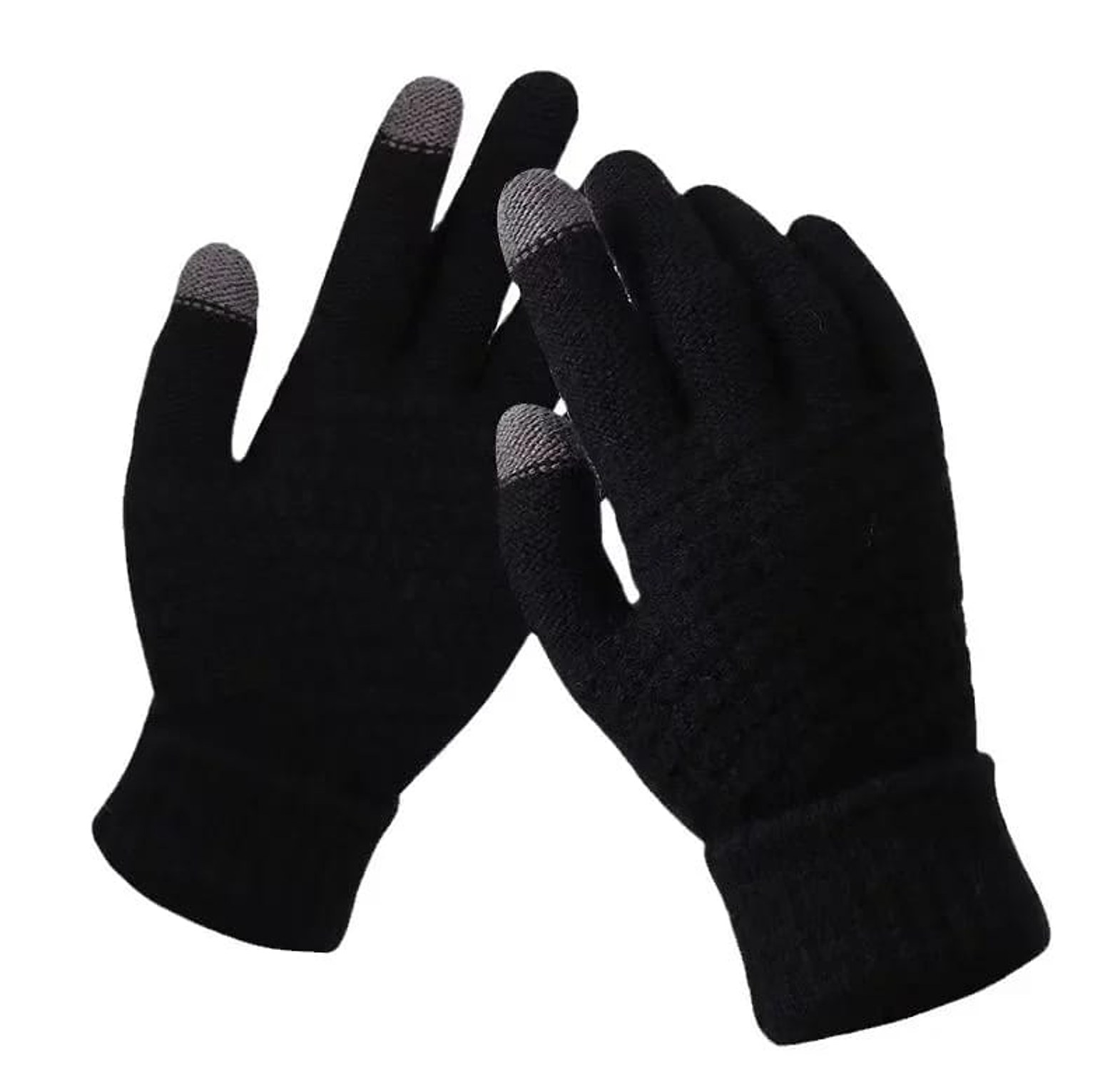 Warm winter touch screen gloves for men and women with full finger wool knit image