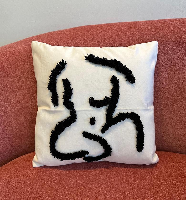Off white cushion cover with abstract tufting🌸 image