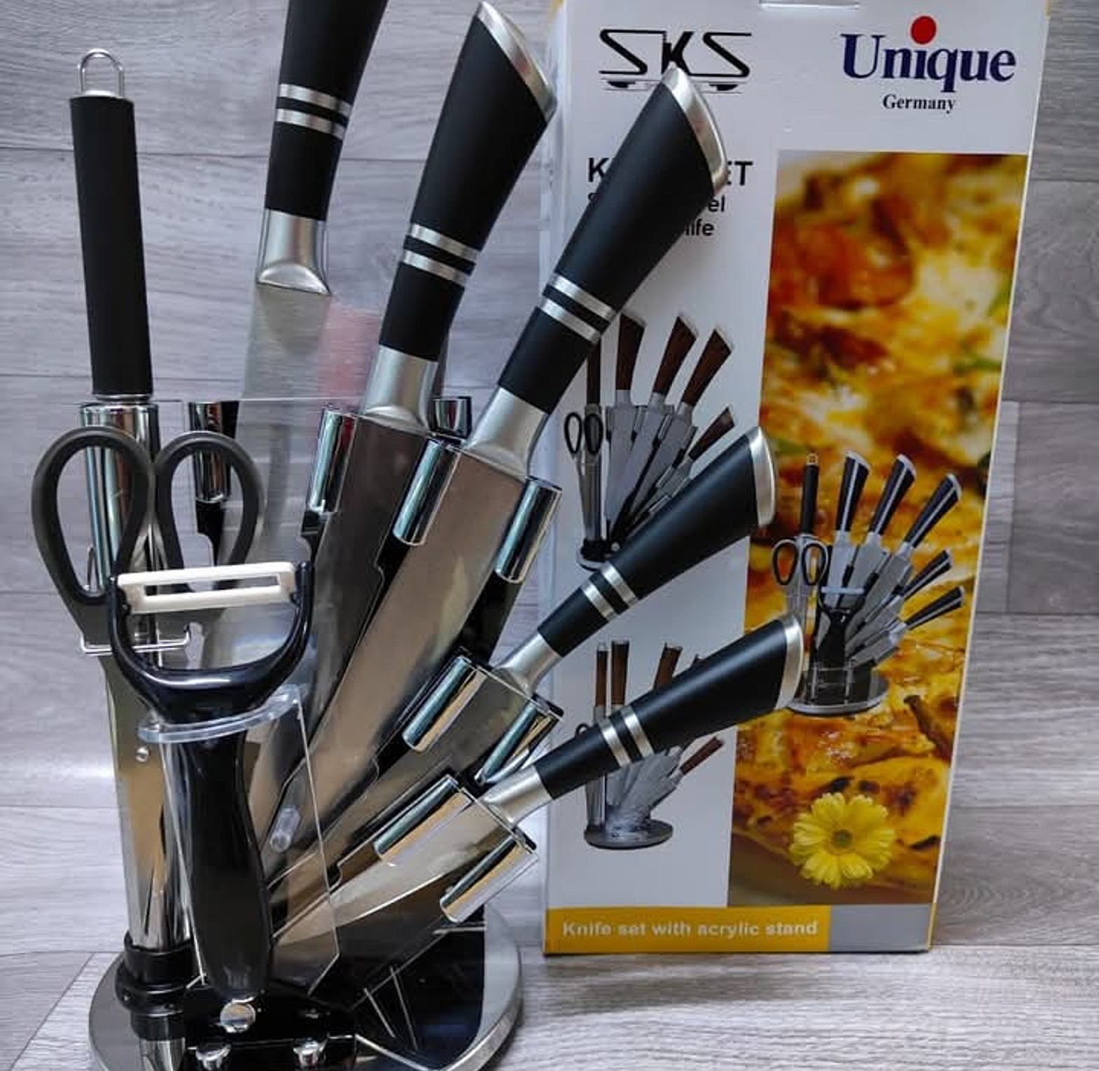 Germany Made Long  lasting High Quality Unique Knife Set 9pcs Black image