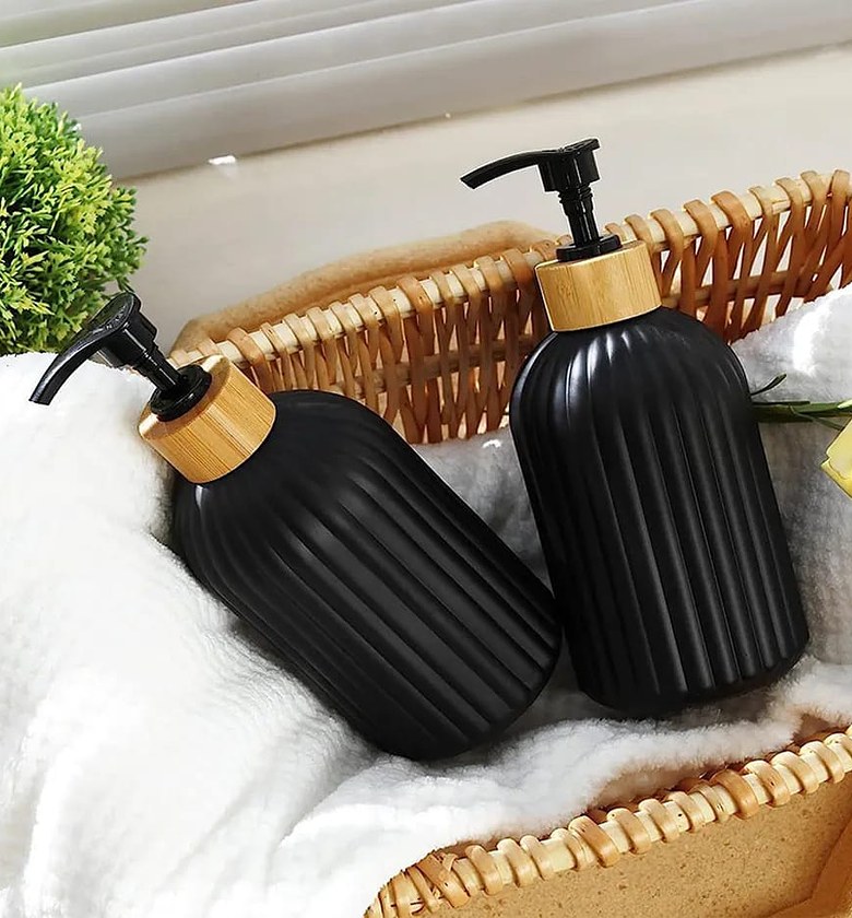 Luxury Glass Lotion Bottle Soap and Gel Dispenser Shower Gel  image