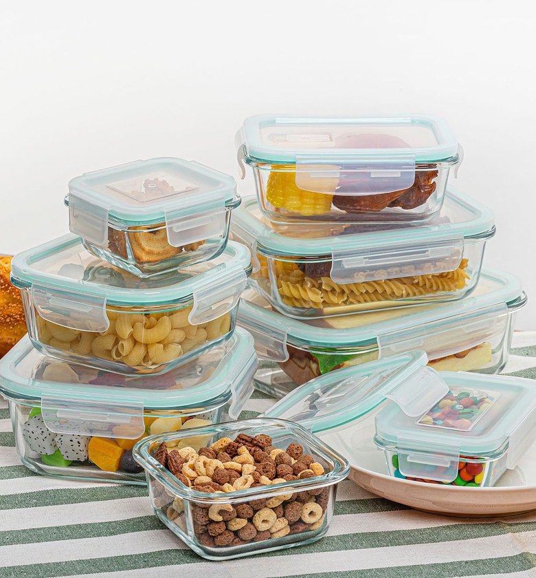 8-Piece Rectangular Borosilicate Glass Lunch Box Set image