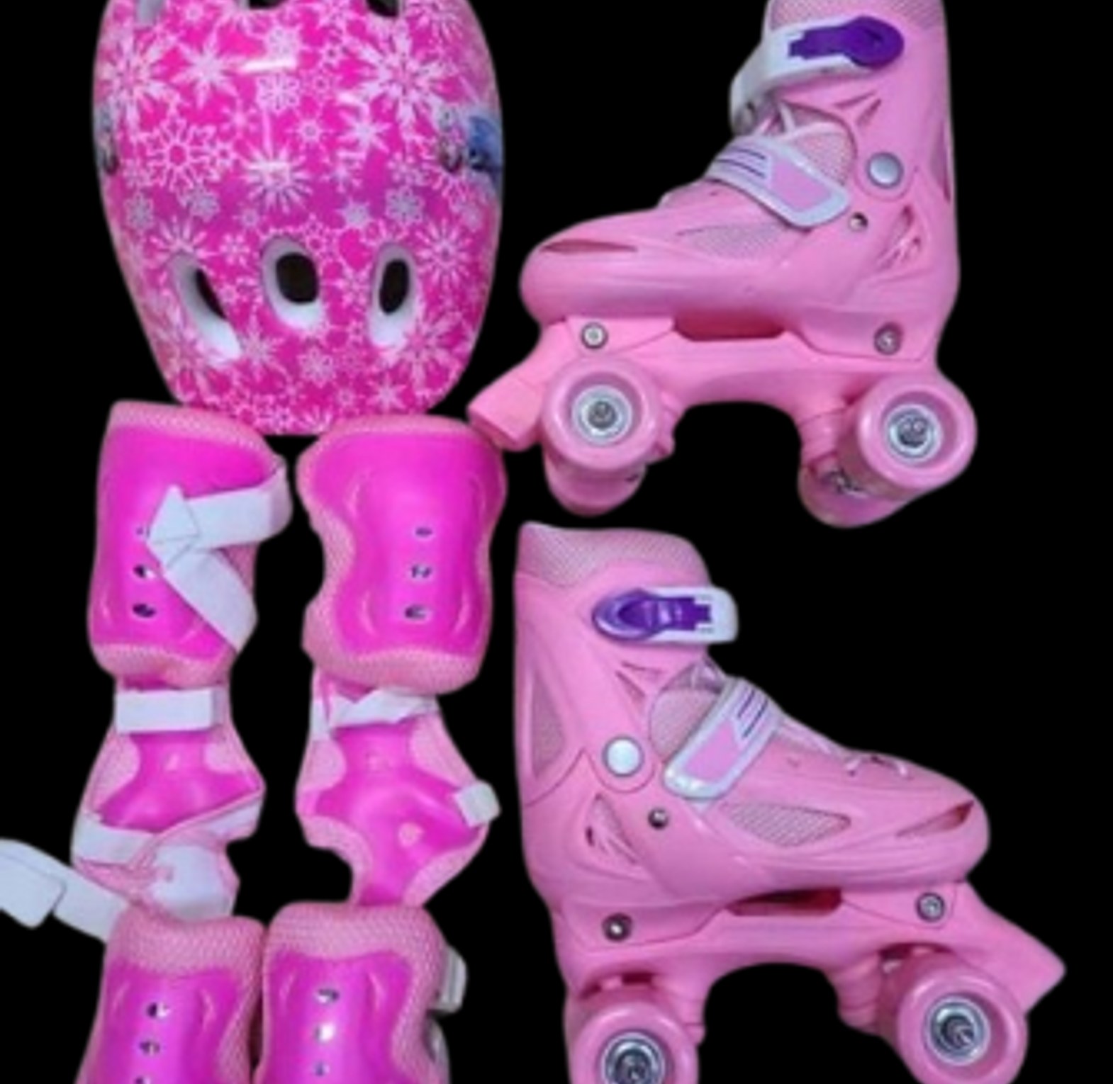 SKATE SHOES. Skates 4 Wheel Full Set Full With protective gear: helmet, elbow pads, knee pads, wrist guards size 26 to 38 image