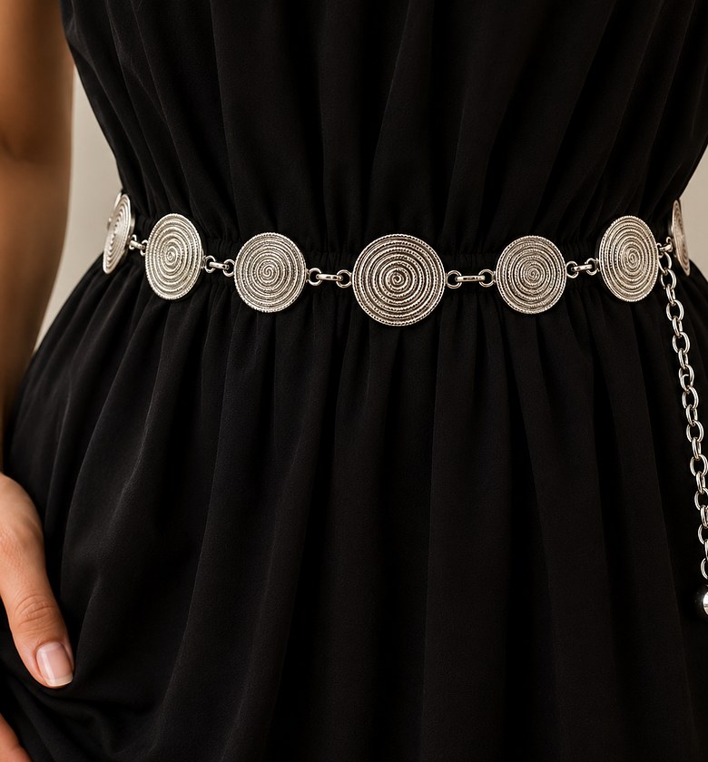 Silver Spiral Coin Waist Belt image