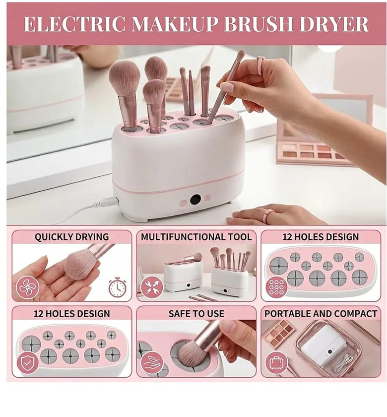 Electric Makeup Brush Dryer Machine 12 Holes Fast Drying USB Powered Beauty Tool image
