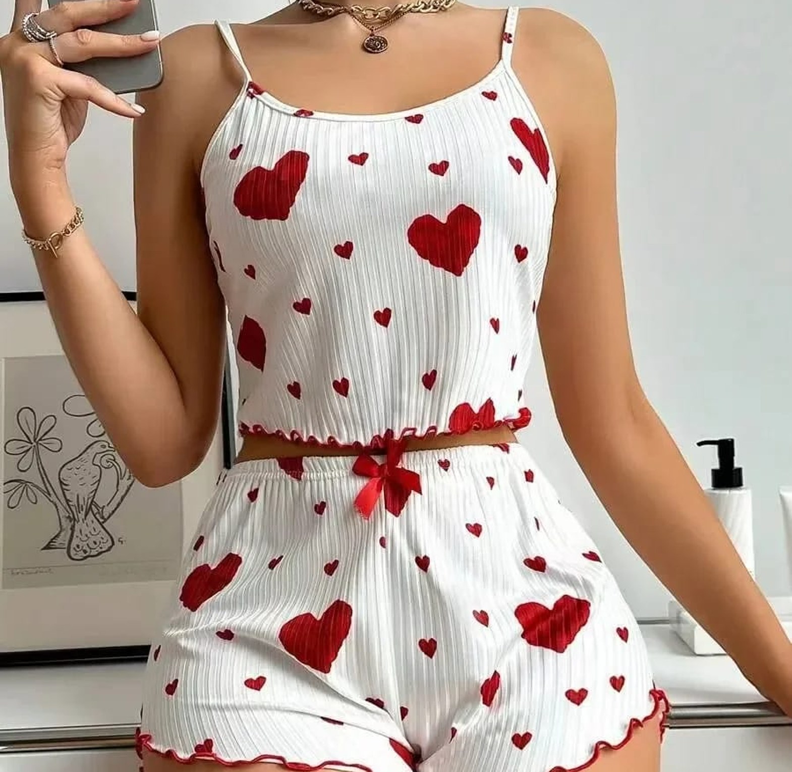 Summer Sleepwear Women Heart Print  image