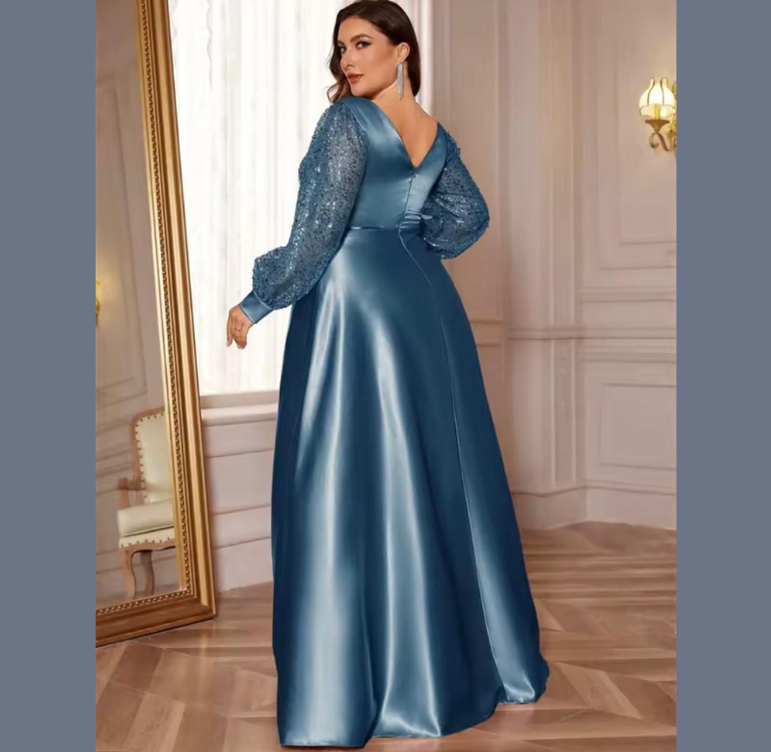 Gilded Silk Sequin Sleeve Ball Gown image