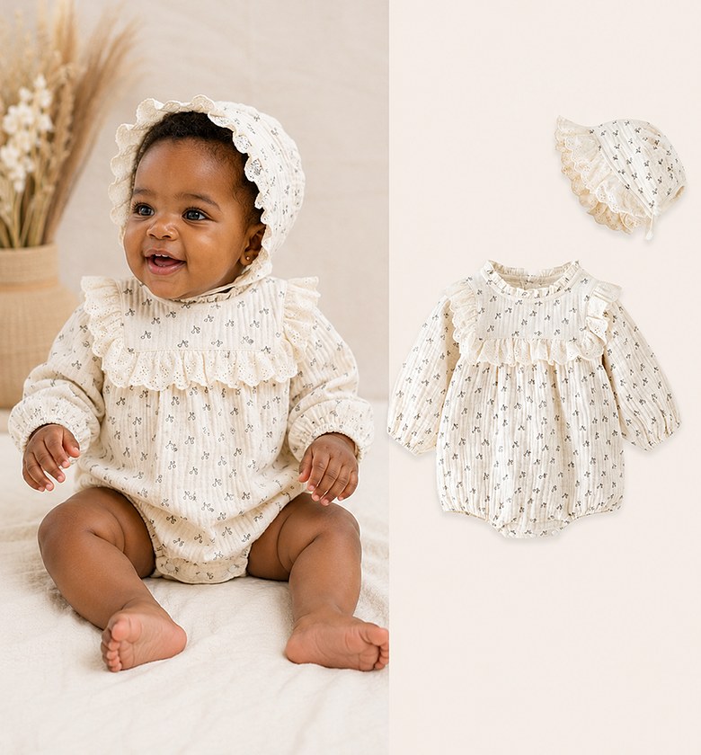 Serene Blossom Muslin Romper image