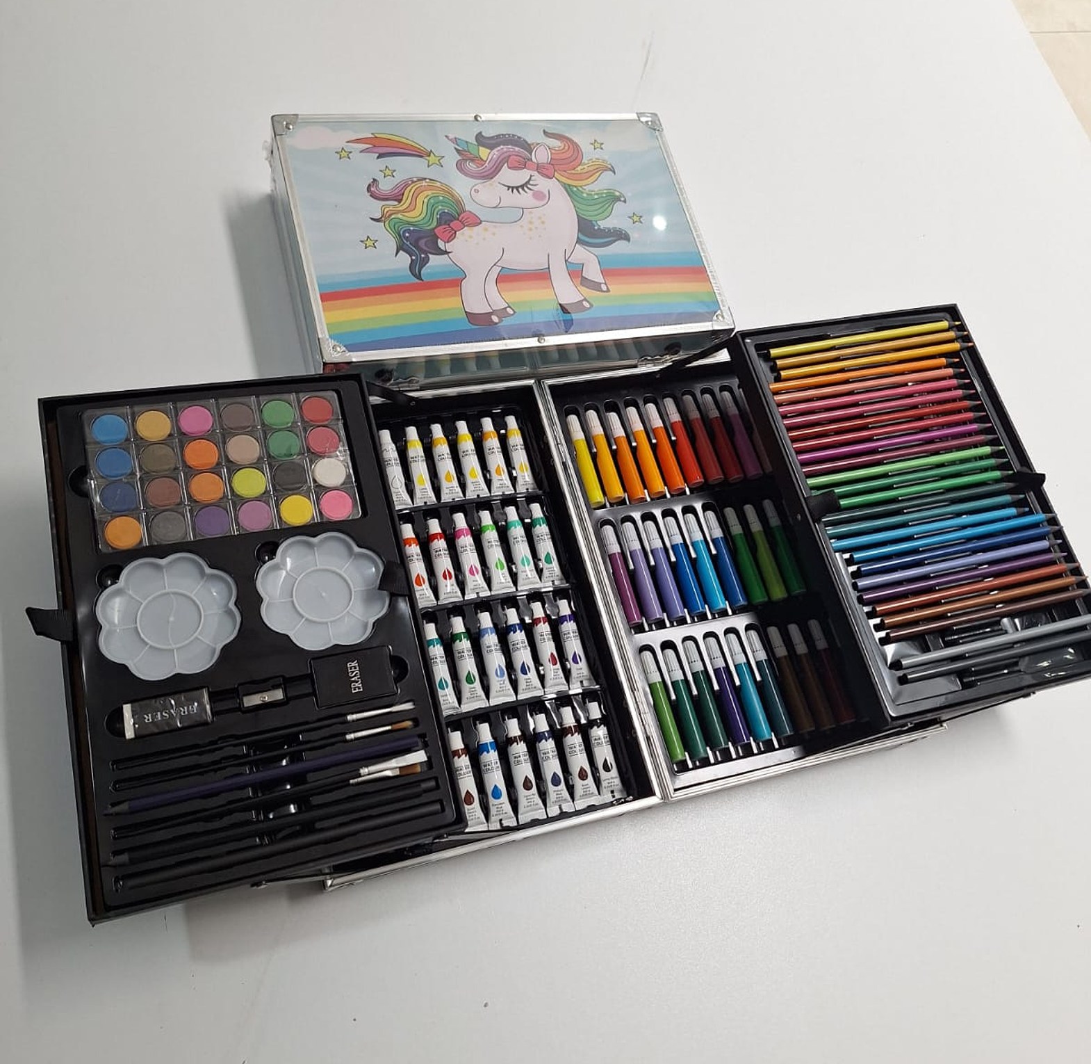 145pc Artists Aluminum Art Case Coloring Pencils Painting Set Children’s/Adults- image
