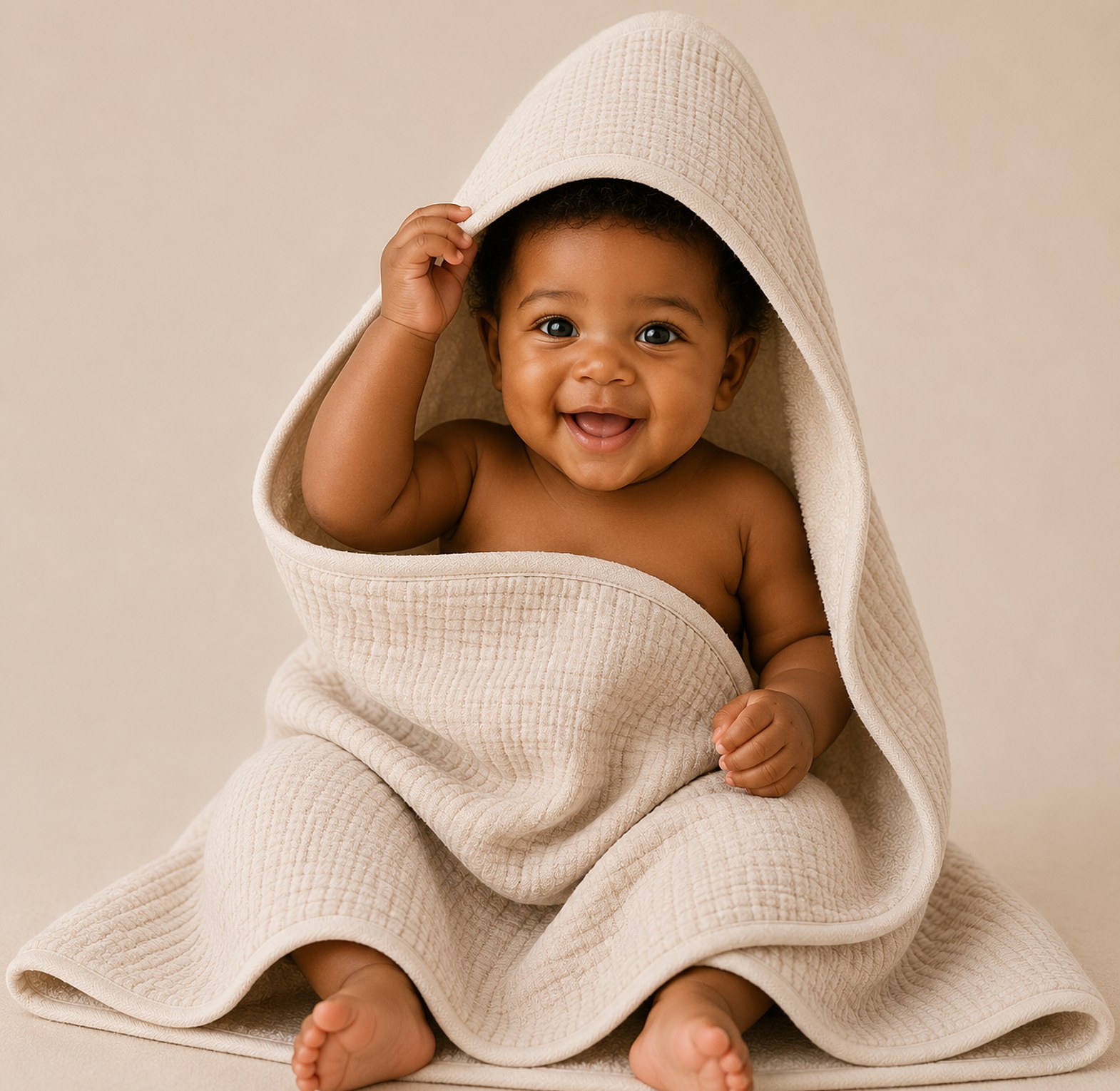 Premium Muslin Cotton Hooded Baby Towel image