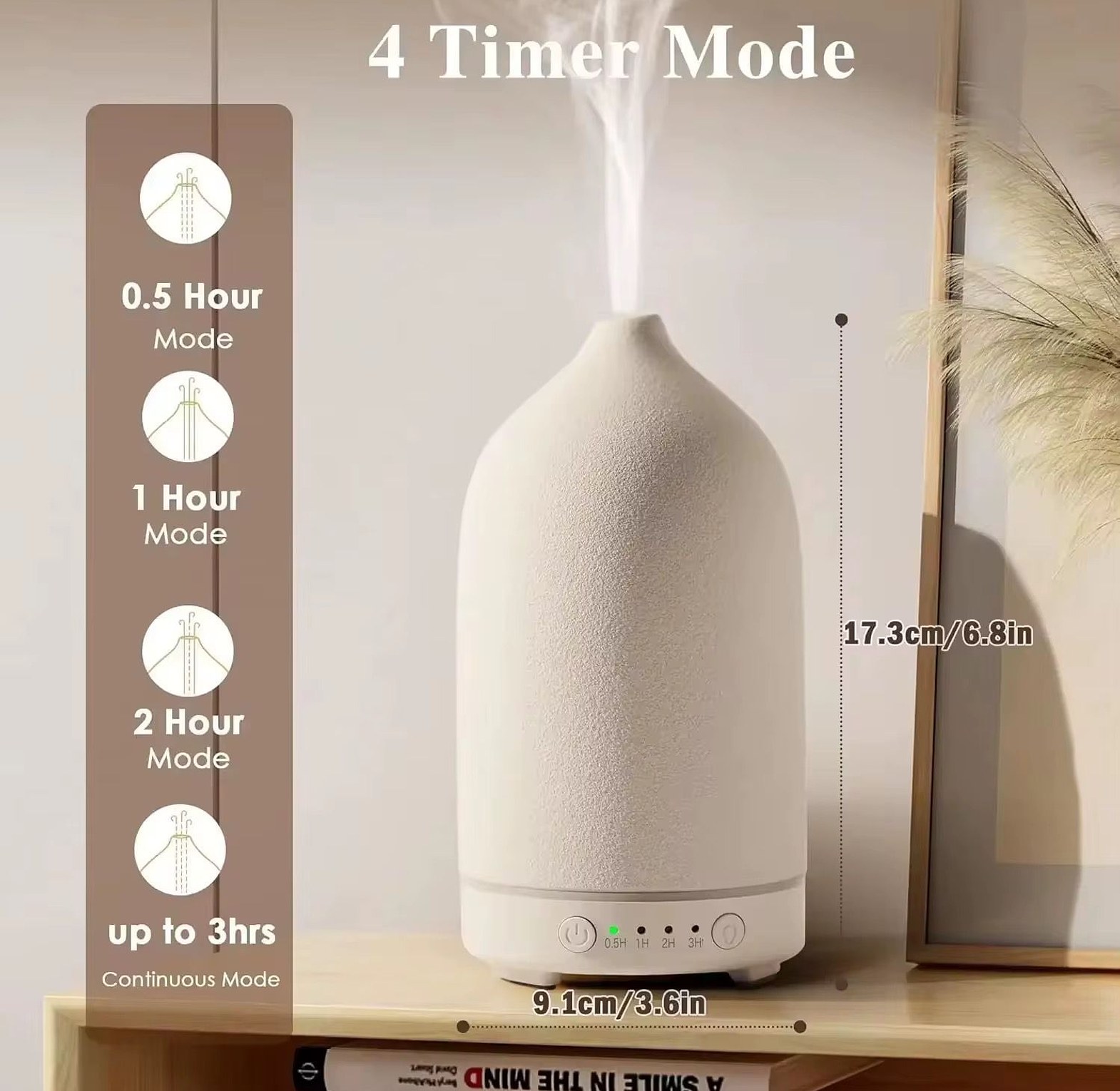 160ml Ceramic Aroma Diffuser – Aromatherapy Home Air Humidifier with Power Cable image