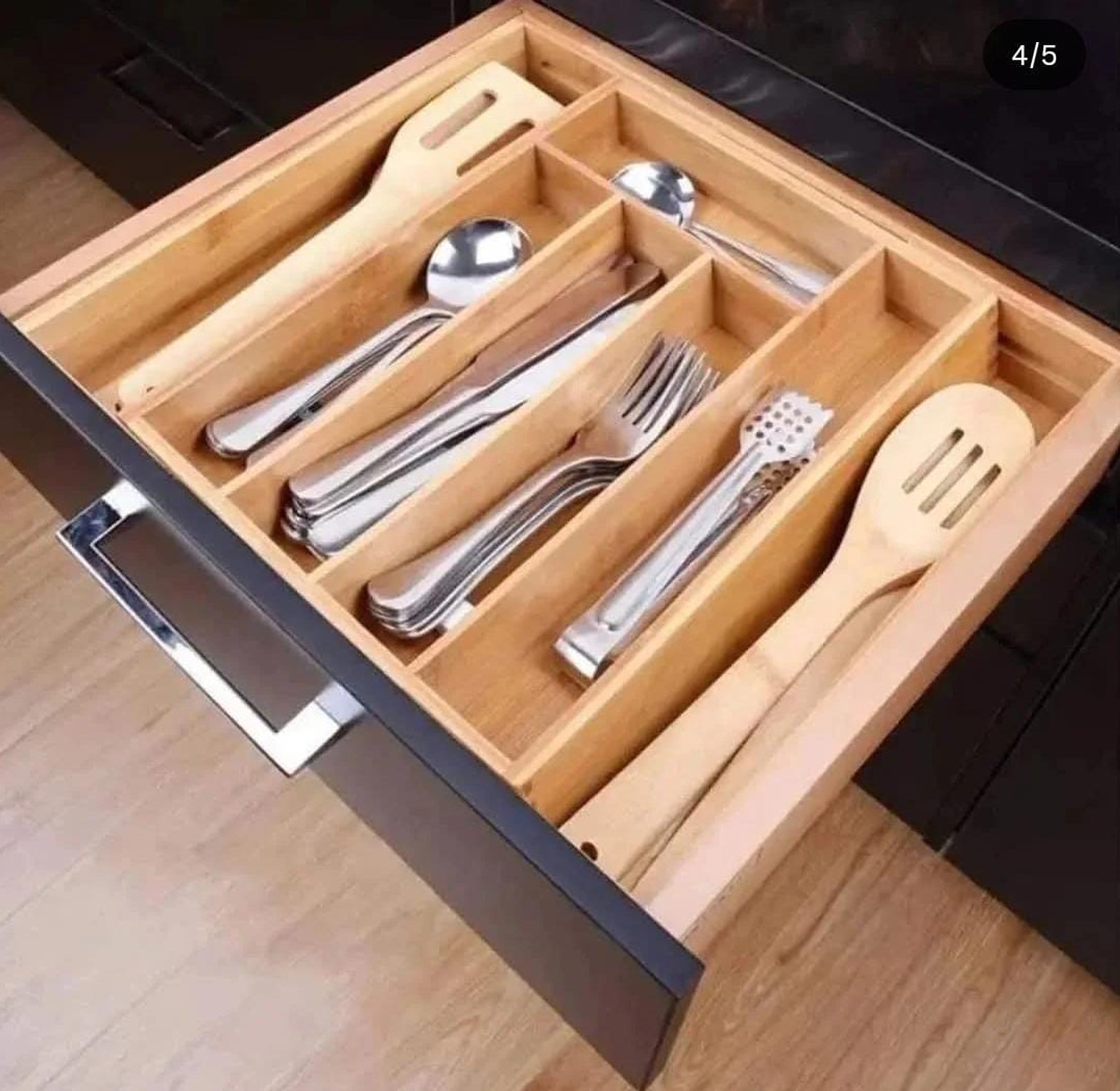 Multifunctional bamboo drawer organizer image