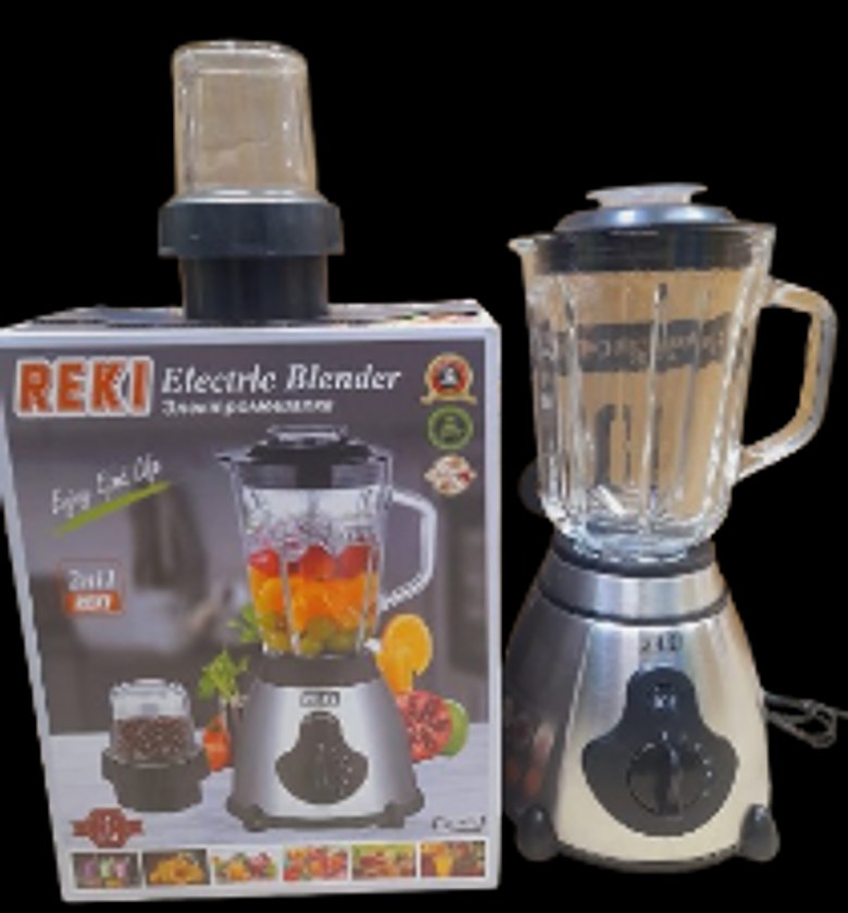 Blender. REKI 2-in-1 Electric Blender with Grinder - 500W Multi-Function Kitchen Appliance with Glass Jar image