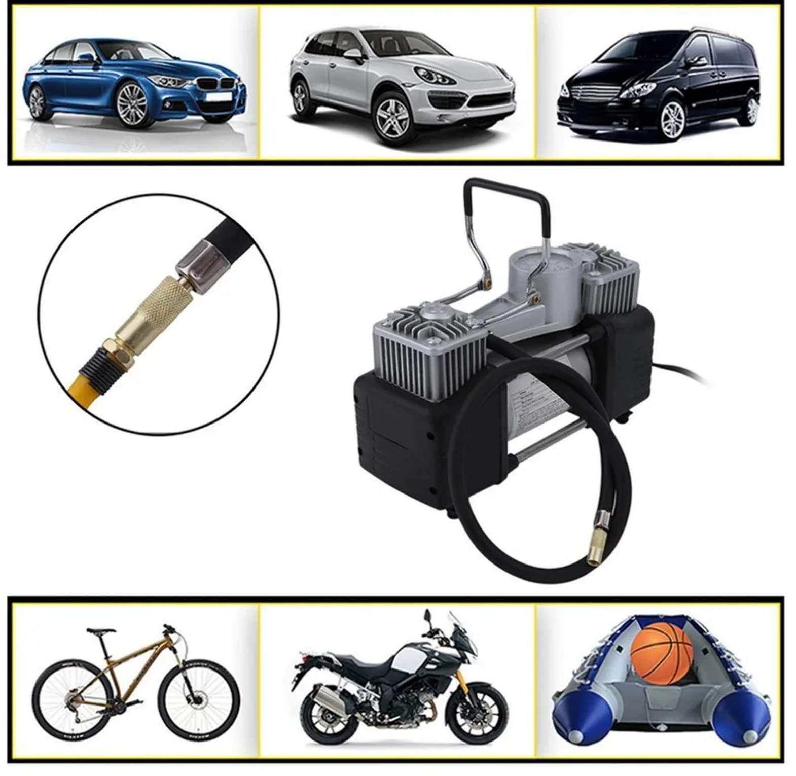 2 Cylinder Heavy Duty Car Air Compressor 12V Portable Tire Inflator Pump with Battery Clamps & Storage Bag, Nairobi Kenya image