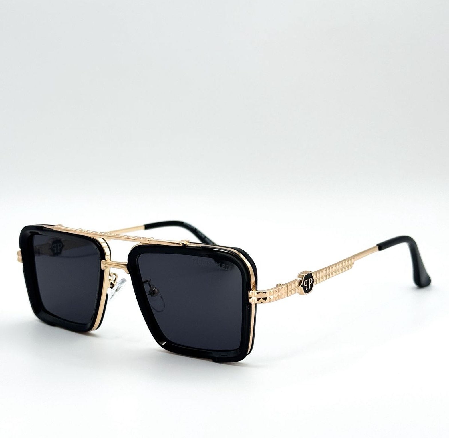 Luxury Double-Bridge Studded Metal Frame Sunglasses image
