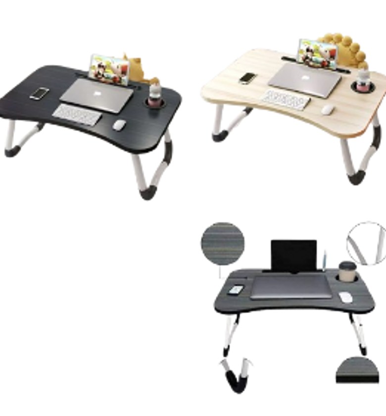 Folding breakfast/ study table laptop desk on the bed, study table computer desk.  image