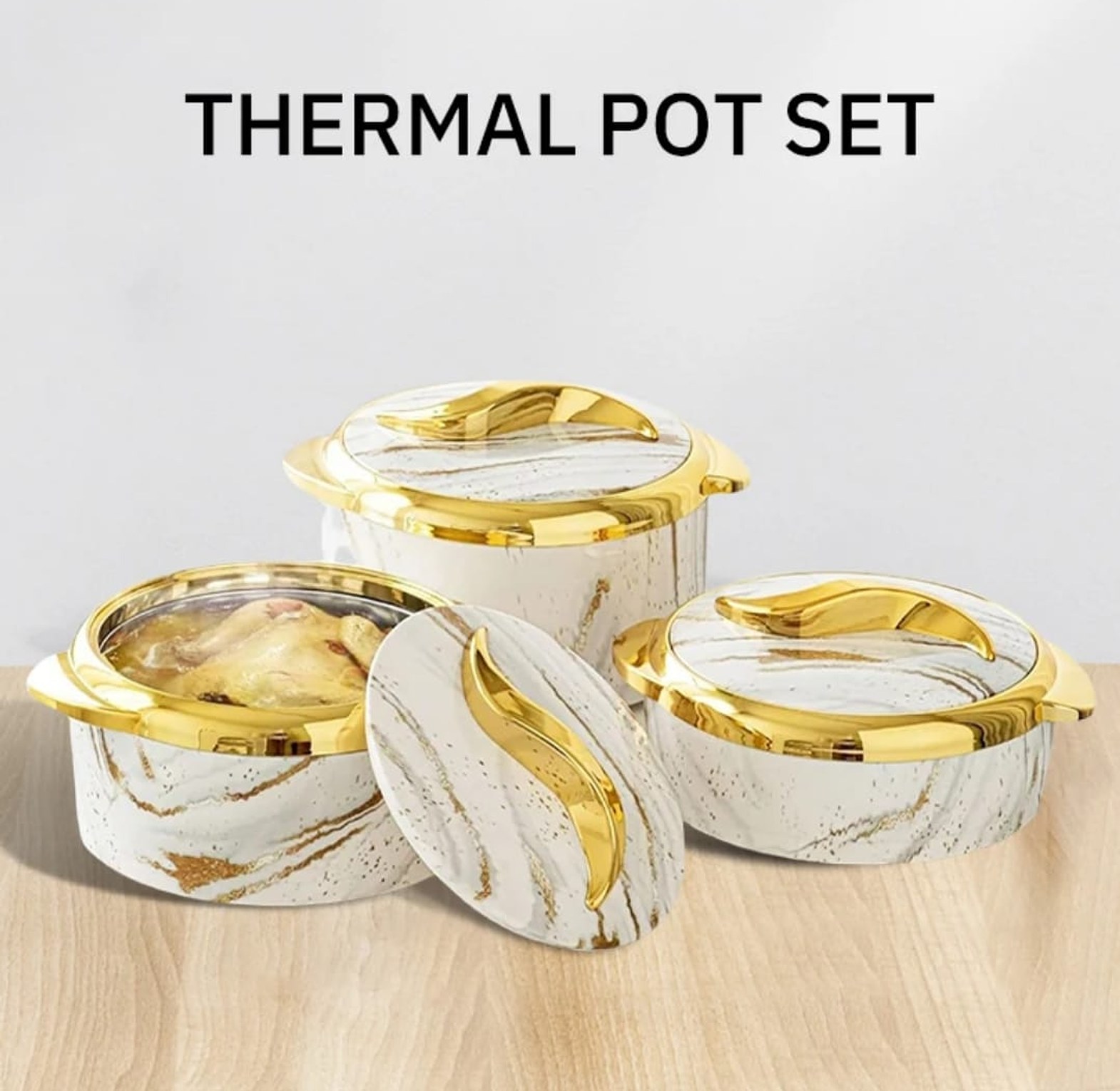 3PCS 1-2-2.5L Hot Pot Food Warmer Set image
