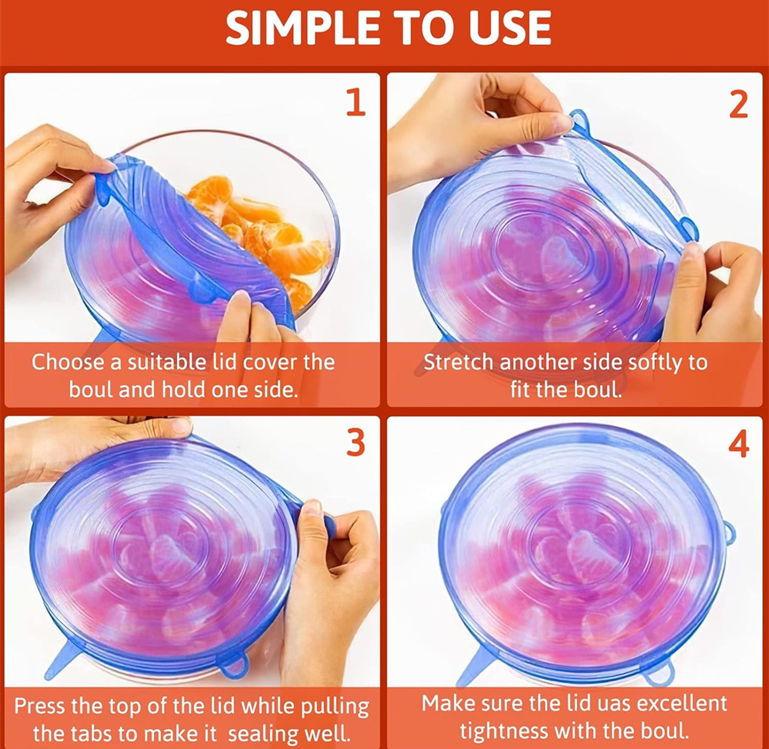 6pcs Silicone Food Covers, Stretch Silicone Cover image