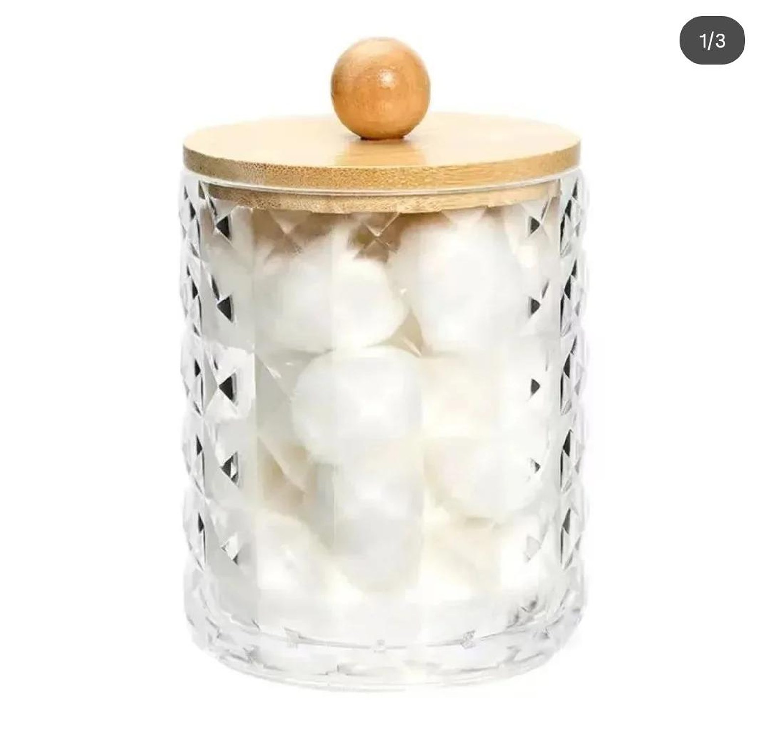 Diamond shape acrylic earbud/swab holder with bamboo lid image