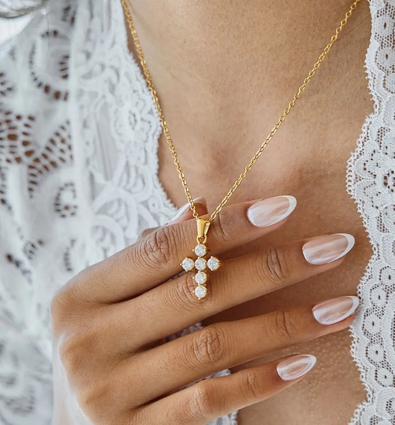 Crystal cross necklace  image