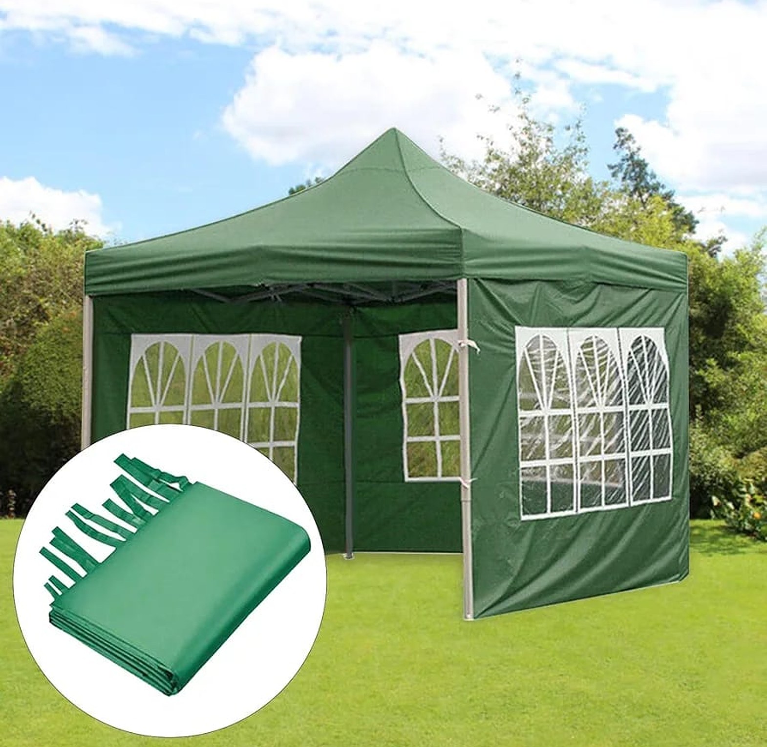 3m by 3m Pop Up Gazebo Canopy Tent with 3 Window Side Walls image