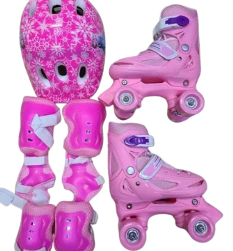 SKATE SHOES. Skates 4 Wheel Full Set Full With protective gear: helmet, elbow pads, knee pads, wrist guards size 26 to 38 image