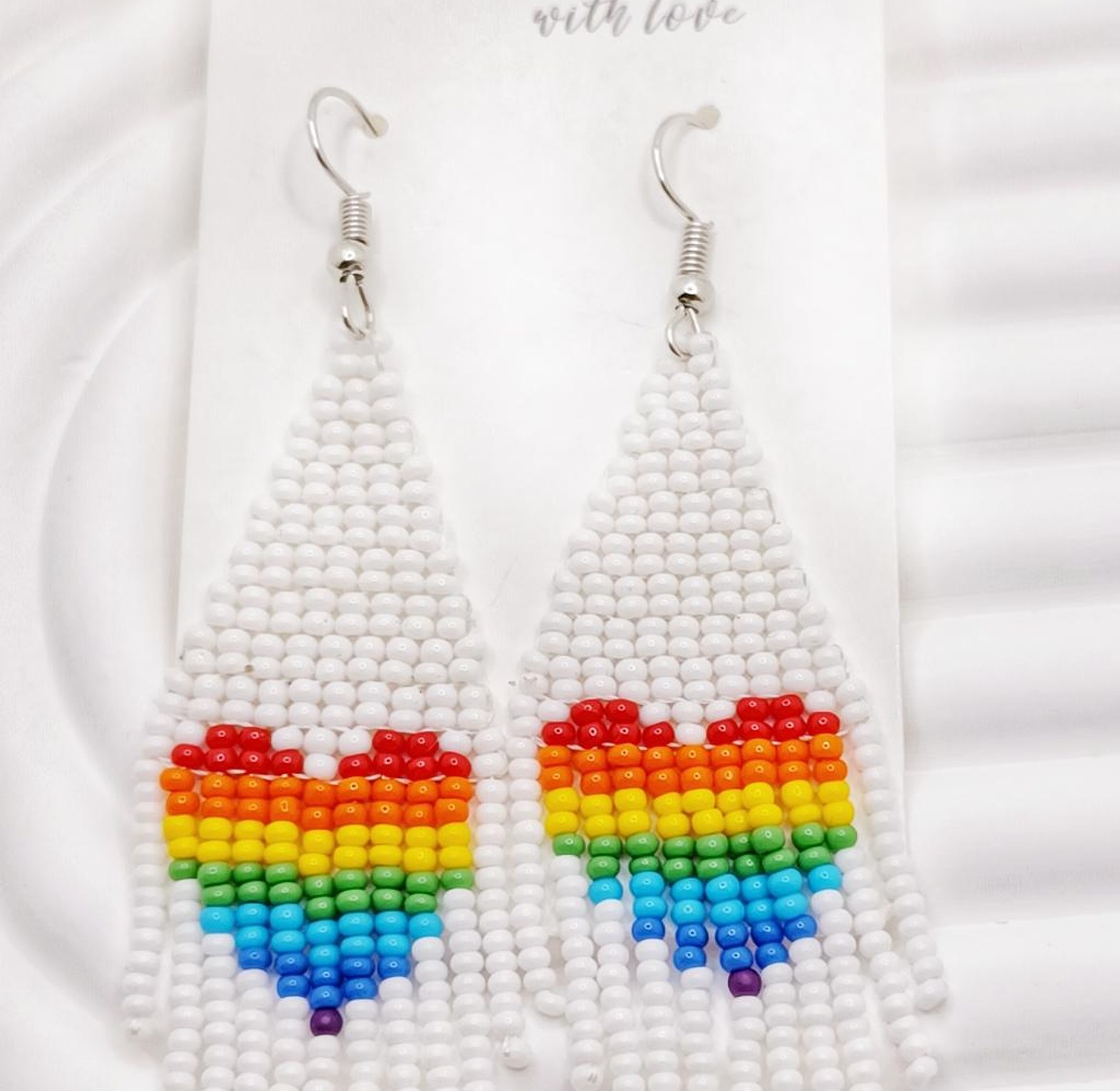 Stylish rainbow love shaped beads Earrings image